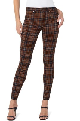 Madonna Skinny-Jeans mit Glencheck-Muster in tiefem Zimtblau