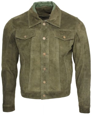 Trucker-Jeansjacke aus Ziegenwildleder