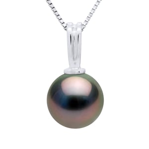 Perlenanhänger aus Weißgold und echter Tahiti-Zuchtperle, rund 10–11 mm