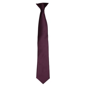 Premier Colours Herren Satin Clip Krawatte (Aubergine)