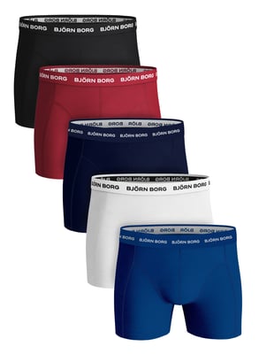 Björn Borg - 5 Paar Herren Boxer Shorts | Baumwoll-Stretch Boxershorts Unterwäsche - Blau / Rot