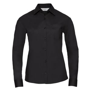 Russell Collection Damen/Herren Langarmhemd (Schwarz)