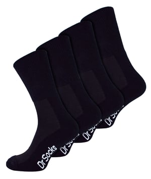 4 Paar Multipack Herren Bambus diabetische Socken | Dr.Socken | Nicht elastische extra breite diabetische Socken für geschwollene Füße - Schwarz