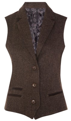 Damen-Weste aus Tweed im Fischgrätenmuster der 1920er Jahre in Braun