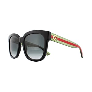 Gucci Sonnenbrille GG0034S 002 Schwarz Glitter Grün und Rot Grau Gradient