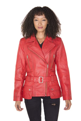 Lange Damen-Bikerjacke aus Leder – Quito