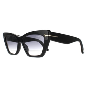 Tom Ford Cat Eye Womens Glänzend Schwarz Grau Rauch Gradient