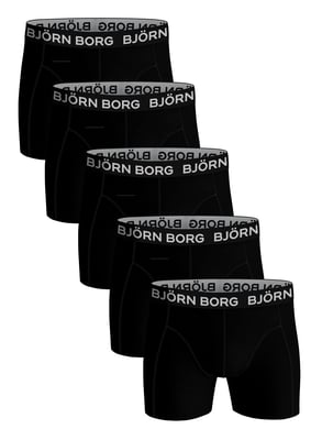 Björn Borg- 5 Paare Herren Boxershorts | Baumwolle Stretch Boxershorts Shorts Unterwäsche - Schwarz