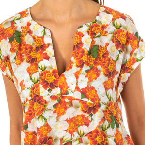 Damen Kleid mit V-Ausschnitt und kurzen Ärmeln LWD008