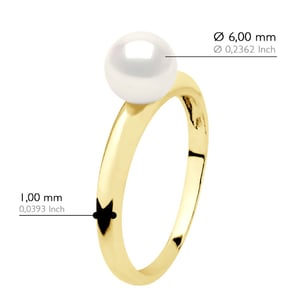 Armreifring – Gelbgold – echte Süßwasser-Zuchtperle, rund 6–7 mm