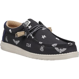 HEYDUDE Wally Stars n Skulls 100% Baumwolle Herren Schwarz Bootsschuhe