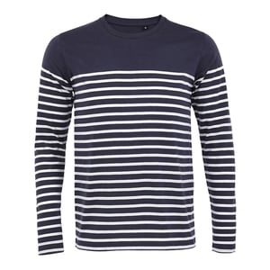 SOLS - "Matelot" T-Shirt für Herren Langärmlig (Dunkelblau/Weiß)