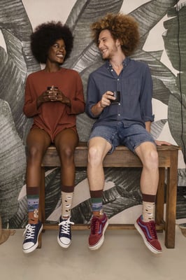SPOX SOX Herren & Damen Mismatched Neuheit Odd Socken Kaffee