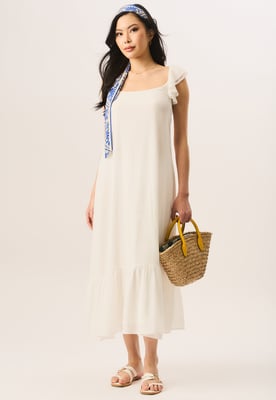 Rüschen-Maxikleid mit kurzen Ärmeln