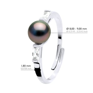 Ringschmuck - Echte Tahiti-Zuchtperle, rund 8-9 mm