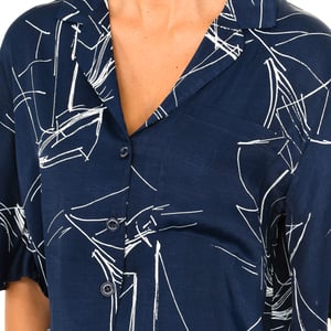 Kurzärmelige Damenbluse mit Reverskragen W4010021A