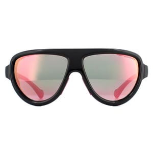 Moncler Aviator Unisex glänzend schwarz mit rosa Leder blau mit rosa Spiegel Sonnenbrillen