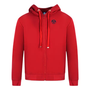 North Sails Logo Roter Kapuzenpullover mit Reißverschluss