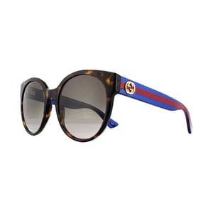 Gucci Sonnenbrille GG0035S 004 Havanna Glitter Blau und Rot Braun