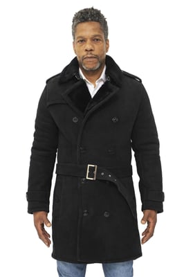 Herren-Erbsenmantel aus Shearling-Schaffell-Wildleder-Cali