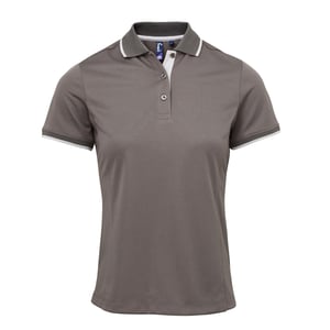 Premier Womens/Ladies Contrast Coolchecker Polo Shirt (Dunkelgrau/Silber)
