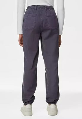 M&S Collection Damen Baumwollmischung Slim Fit Ankle Grazer Joggers Light Indigo
