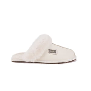 Geschlossene Pantolette aus Satin in Hellbraun