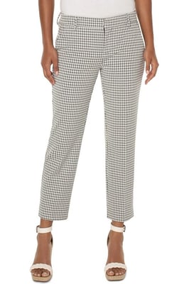 Kelsey-Hose aus Salbei/weißem Gingham-Split