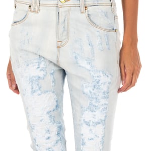Lange Denim-Hose mit geradem Saum 10DBF0667 Frau