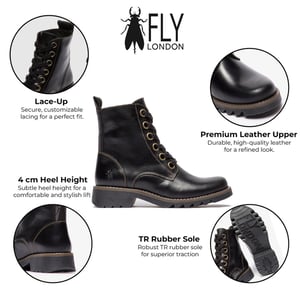Fly London Damen RAGI539 Casual Rug Leder Schnürstiefeletten schwarz