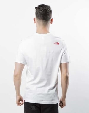 The North Face Herren Feines Kurzarm-T-Shirt Weiß/Rot