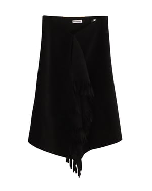 Balenciaga Fransen asymmetrischer Midi-Rock aus schwarzer Wolle