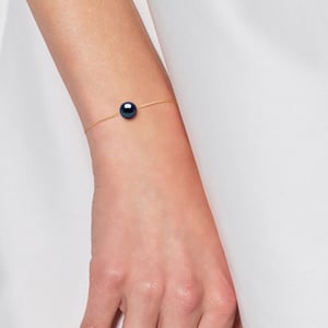 DIADEMA - Armband - Echte Süßwasserperlen - Schwarz - Gelbgold