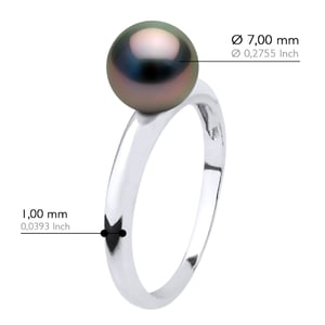 Armreif-Ring, echte Tahiti-Zuchtperle, rund, 7,5–8 mm – Weißgold