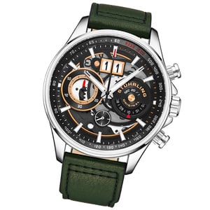 Grün und Silber Ace Aviator Chronograph & Tachymeter Quarz 45mm