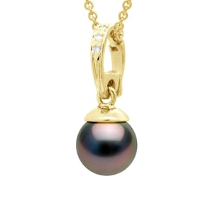 Perlenanhänger zum Öffnen aus Gelbgold und echter Tahiti-Zuchtperle, rund, 10–11 mm