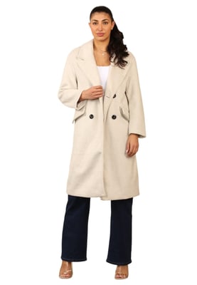 Bershka Damen Doppelreihiger Trenchcoat in Elfenbein