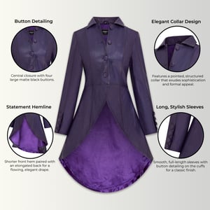 Lila Gothic-Ledermantel für Damen in viktorianischer Länge - Vantaa