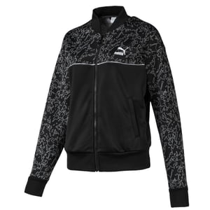 Puma Womens Classics Sweat Jacke AOP Reißverschluss auf Spur Top Black 595216 01