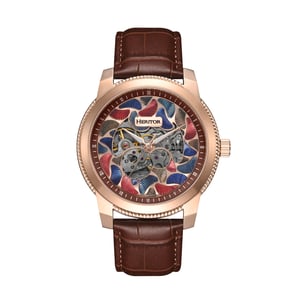 Heritor Automatikuhr Emmanuel Halbskelett mit Lederarmband