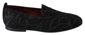 Dolce & Gabbana Schwarze Jacquard Ballerinas Hausschuhe Loafers Schuhe