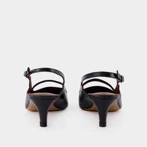 Sling Back Pointy - Maison Kitsune - Leder - Schwarz