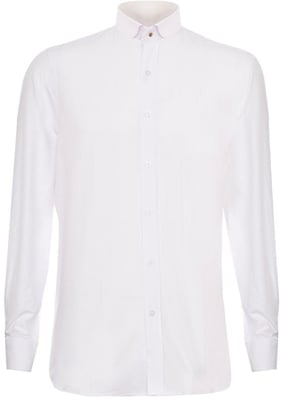 Peaky Blinders Herren-Hemd mit abnehmbarem Kragen, Nehru, weiß, kragenlos