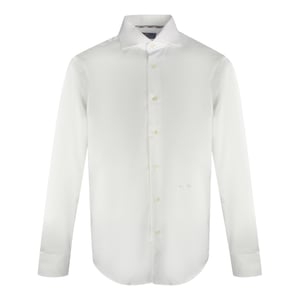 Aquascutum Plain Langarm-Hemd in Weiss mit Markenlogo