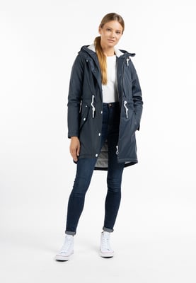 Dreimaster Wattierter Regenmantel Damen Marine