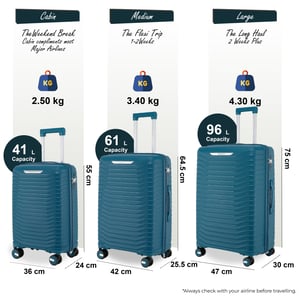 Hartschalen-Kofferset, Blau, klassisch, 8 Rollen, Kabinengepäck, TSA, Urlaubsreise