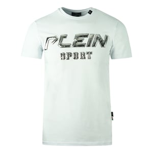 Plein Sport Silbernes Logo Weißes T-Shirt