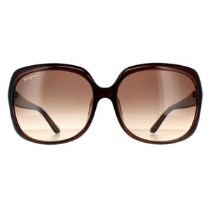 Salvatore Ferragamo Rechteckige Damen Sonnenbrille in Braun mit Farbverlauf
