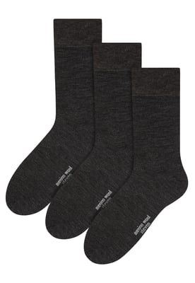 Steven - 3 Paar Multipack Herren Original Merinowolle Socken - Holzkohle