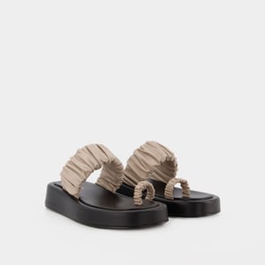 Amor Pantoletten - Elleme - Taupe/Schwarz - Leder